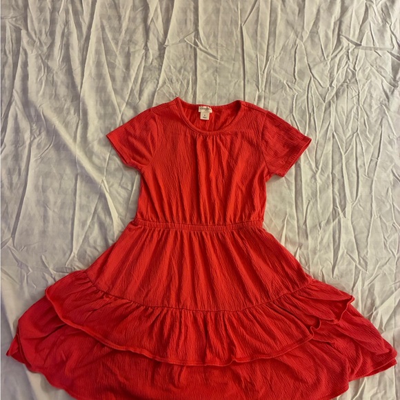 Crewcuts Red Crinkle Knit Ruffle Dress - Picture 3 of 7